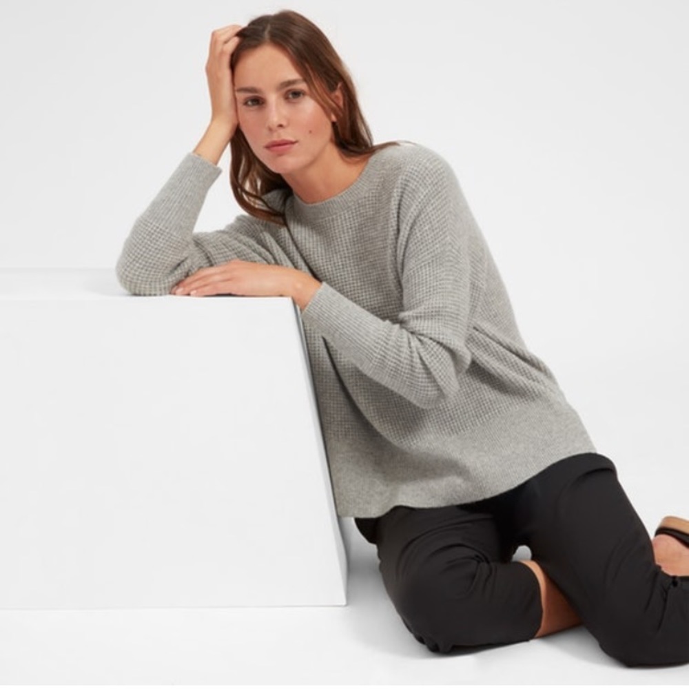 NWT Everlane Waffle Knit Cashmere Sweater - Picture 1 of 6